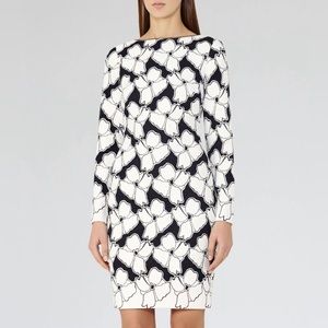 REISS Lottie- Lace Bodycon Dress Off White/Night